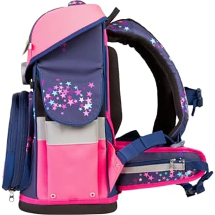 SCHOOL-MOOD Timeless Pro Schulranzenset 7-teilig 23,5L Stauraum, ergonomisches Easy Fit System für 1 m bis 1,50 m Körpergröße, standfest, wasserdichter Stoff mit Reflektoren (Mika Drache) – Bild 5