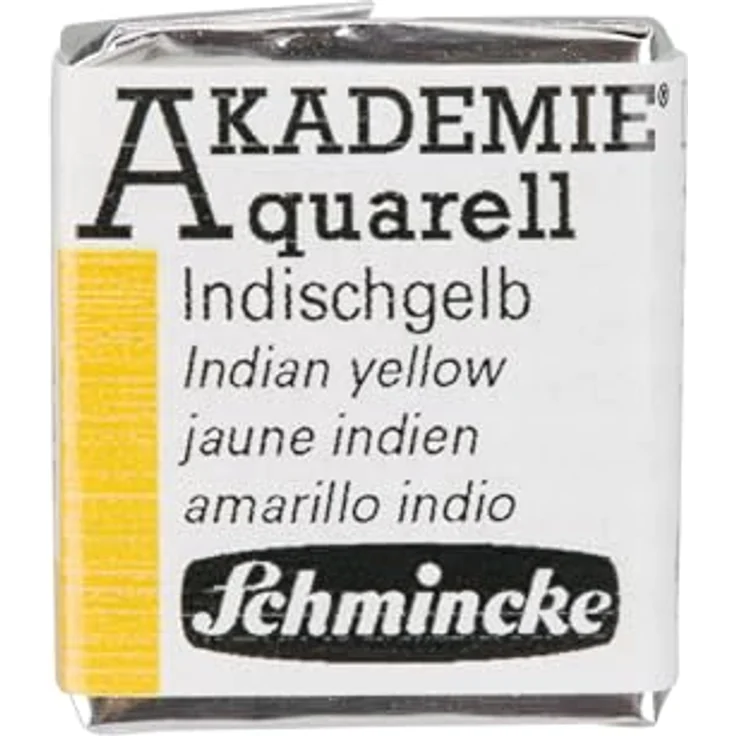 Schmincke AKADEMIE® Aquarellfarbe, Indischgelb, halbes Näpfchen, vegane Künstlerfarbe, hohe Lichtechtheit, für Aquarellmalerei – Bild 1