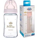 Canpol Babies Royal Baby Babyflasche 3m+ Pink 240 ml, mit weiter Hals und effektivem Entlüftungssystem