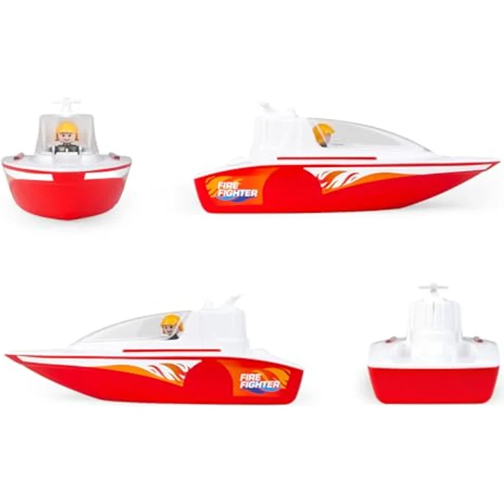 Lena BOAZZ Feuerwehrboot 36 cm, Spielzeugboot Indoor und Outdoor geeignet, Kabine zum Öffnen, Zwei Sitzplätze Plus Spielfigur, Rot – Bild 2
