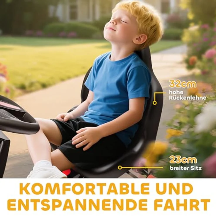 AIYAPLAY Go-Kart für Kinder 3-6 Jahre, mit Handbremse, automatischem Kupplungssystem, Vor- und Rückwärtsgang, rot – Bild 6