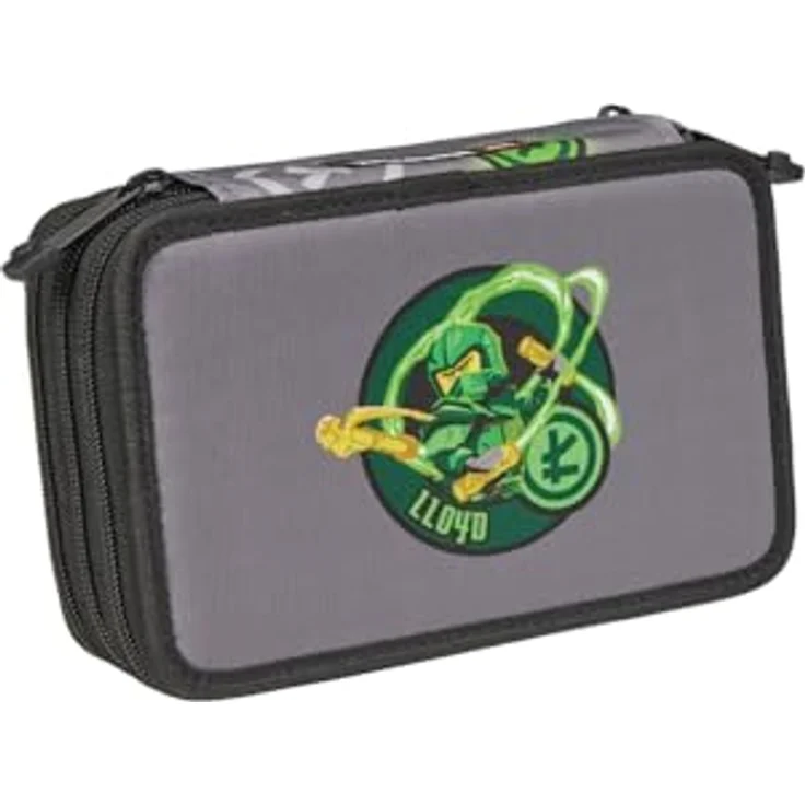 SKANDO BAGS LEGO® NINJAGO® Federmäppchen Elemental Master of Energy, 3-Fach Federmappe mit 3 Fächern und Schulzubehör, 1 L, 19,5 x 6,5 x 13 cm – Bild 1