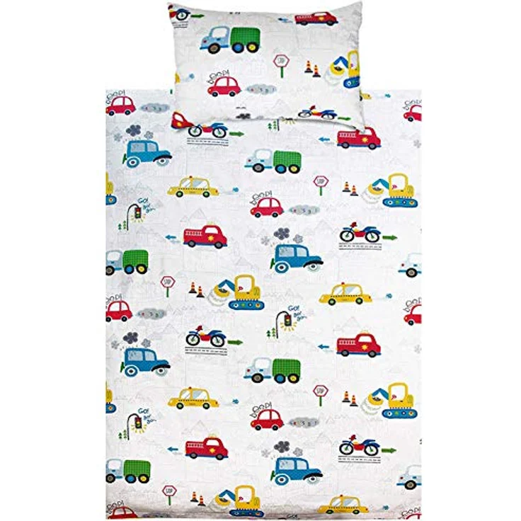 KEAYOO Kinderbettwäsche 100 x 135 100% Baumwolle Autos mit Reißverschluss für Mädchen Jungen – Bild 1