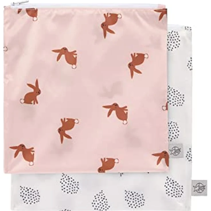 LÄSSIG Wiederverwendbarer Aufbewahrungs-Beutel Snack Tasche 2 Stück, Little Forest Rabbit, wasserabweisend, BPA-frei, 17 x 18 cm – Bild 1