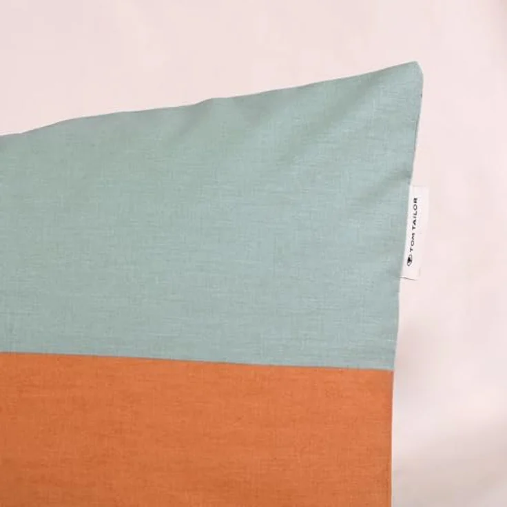 TOM TAILOR Renforcé-Bettwäsche, BOLD STRIPES Orange, Türkis (Warm Coral & Fresh Sage), 100% Baumwolle, Wendemotiv & farbiger Reißverschluss – Bild 5