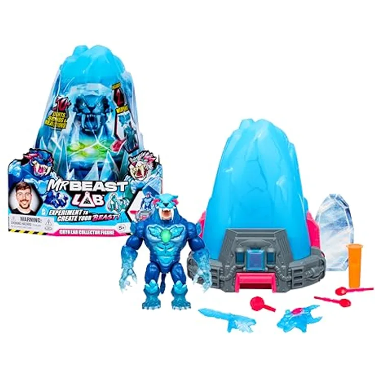 Moose Toys MR BEAST LAB S2 Cryo Lab, Sammelfigur Set mit Panther und Tiger, 18 cm groß, über 30 Soundeffekte, 2 Waffen, inkl. Demobatterien