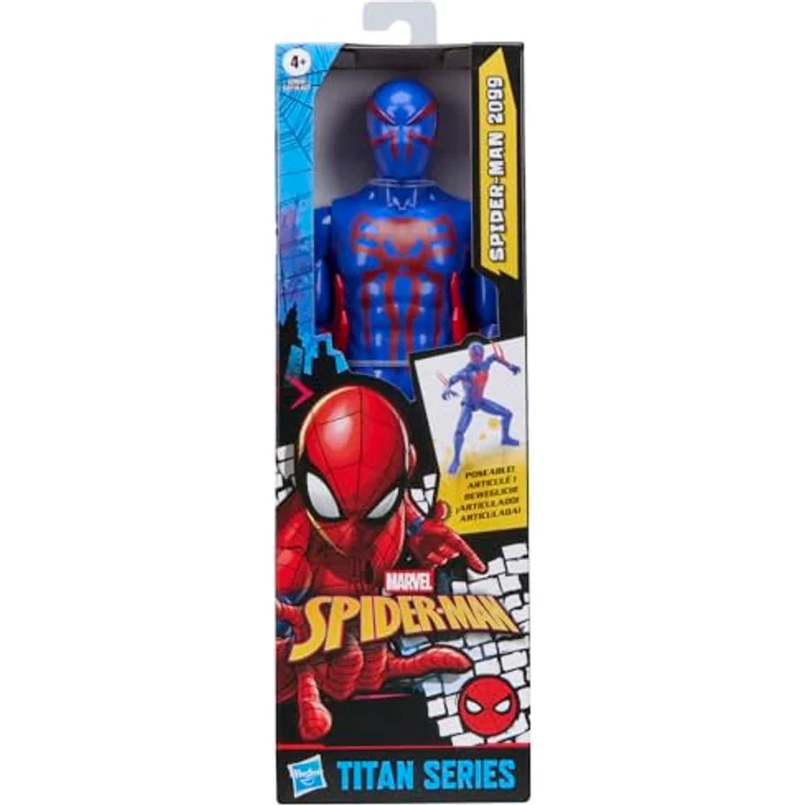 Hasbro Spiderman Titan Series 2099 Figur, 29 cm große Actionfigur mit 11 Gelenkpunkten, blau-rot, für Kinder ab 4 Jahren – Bild 3