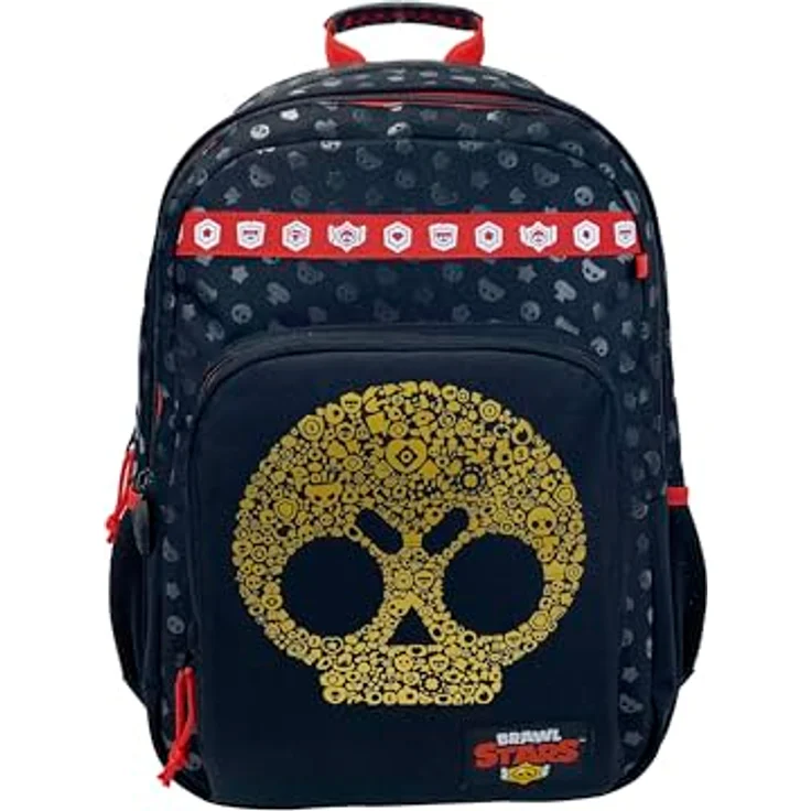 Brawl Stars Schulrucksack, 43 × 35 cm mit 3 Fächern, seitlichen Netzflaschentaschen und gepolsterten Schultergurten – Bild 1