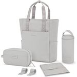 Kapten & Son Lindby Wickeltaschenset 4 tlg. mit Laptopfach, grau, 100% PET, 35 cm x 14 cm x 41 cm