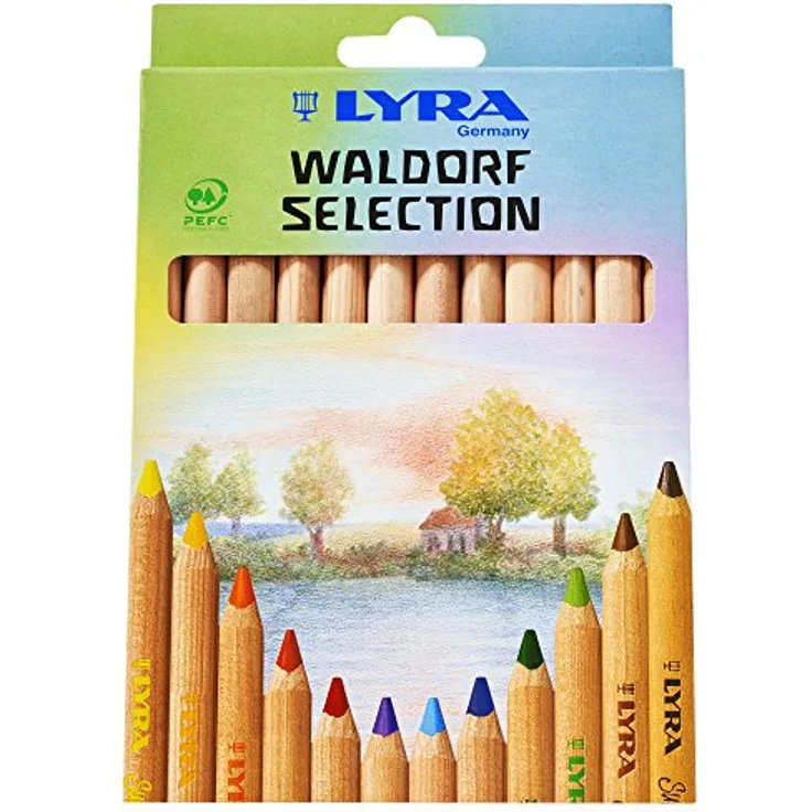 LYRA 3711121 Super Ferby Waldorf Selection Kartonetui mit 12 Farbstiften, Sortiert - Ergonomisch dreiflächige Form, super weiche Mine, hohe Farbbrillanz