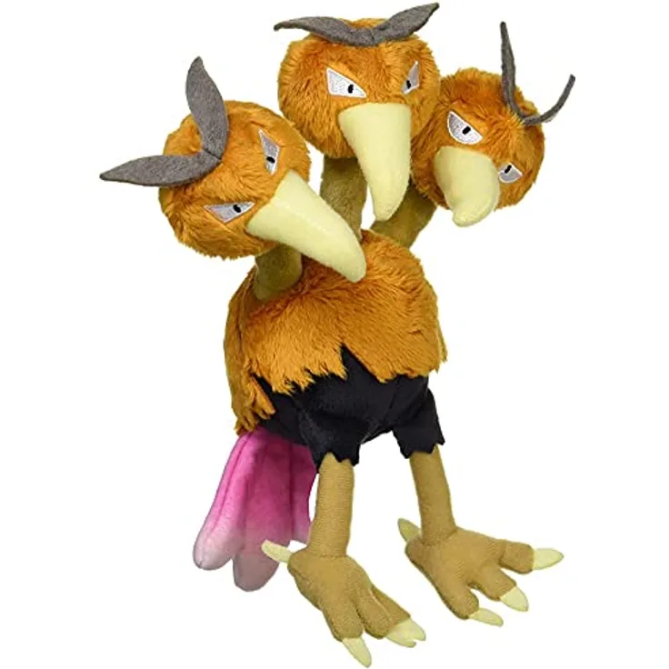 Tinisu Pokemon Dodri Kuscheltier - 17 cm Plüschtier Dodrio, sitzt auf flachen Oberflächen, Pokémon Center Original, bunt