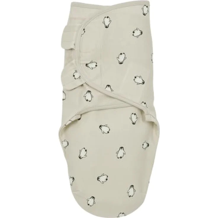 Meyco Pucktuch SwaddleMeyco 1.0 TOG, Einschlagdecke aus 100% Baumwolle, atmungsaktiv, Größe S/M, Farbe: Penguin Soft Sand – Bild 1