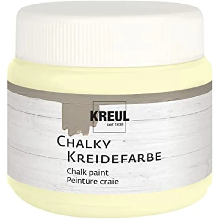 KREUL Chalky Kreidefarbe Sweet Vanilla, 150 ml, sanft-matte, schnelltrocknend, deckend, für Used Look Effekte – Bild 1