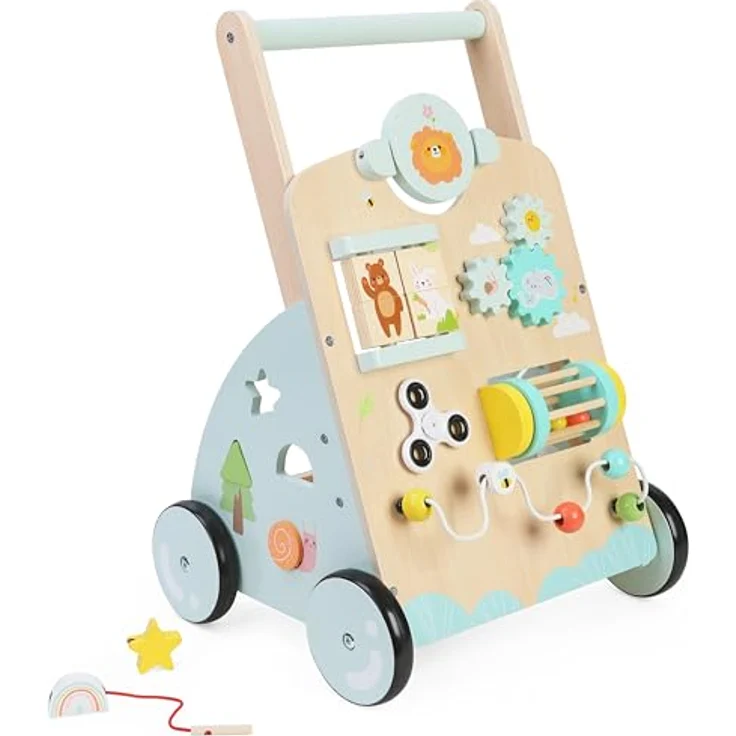 Bayer Chic 2000 Lauflernwagen aus Holz, bunt, verstellbare Lauflernhilfe mit Motorikspielzeug und Activity-Walker, 436-20 – Bild 1