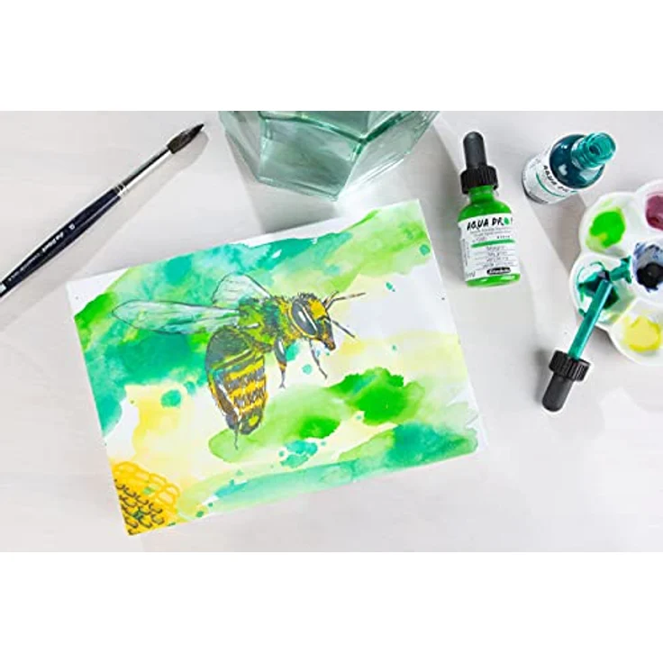 Schmincke AQUA DROP Aquarellfarbe, Zitronengelb, pigmentbasiert, 30 ml Pipettenflasche, lichtecht für Aquarellmalerei und Handlettering – Bild 3