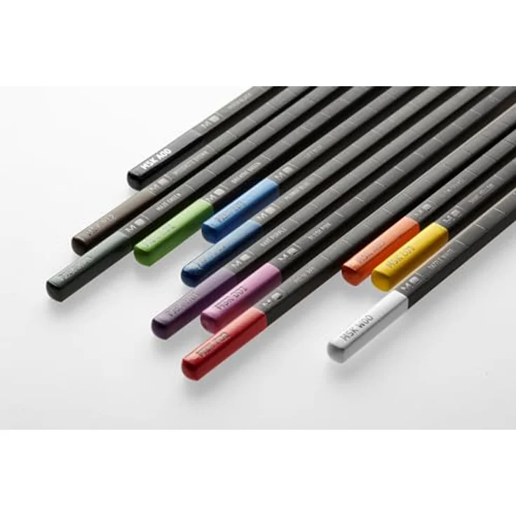 Moleskine Smart Aquarellstifte, 12 Stück mit Rechteckigem Querschnitt, aus natürlichem Zedernholz, inklusive Pechschwarz, Holzbraun, Irrgartengrün, Atemgrün, Himmelblau, Meerblau, Rave-Violett, Rouge, Blutrot, Glühendes Orange, Strahlend Gelb, Taschenformat – Bild 3