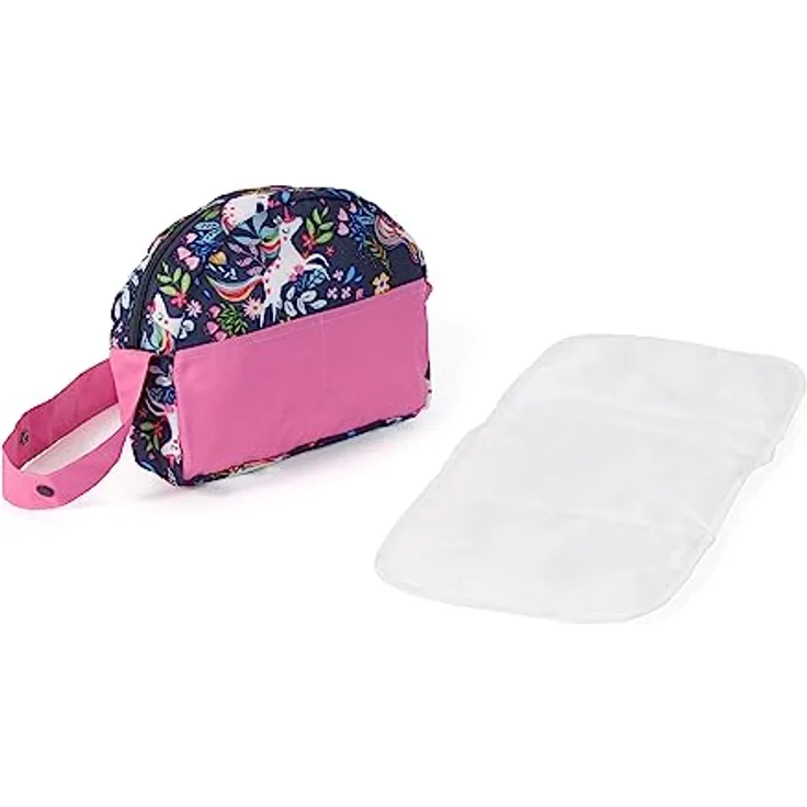 Bayer Chic 2000 853-43 Bayer Chic 2000-Wickeltasche für Puppen, Puppenwickeltasche, Puppenzubehör, Puppentasche, Einhorn, Navy-pink