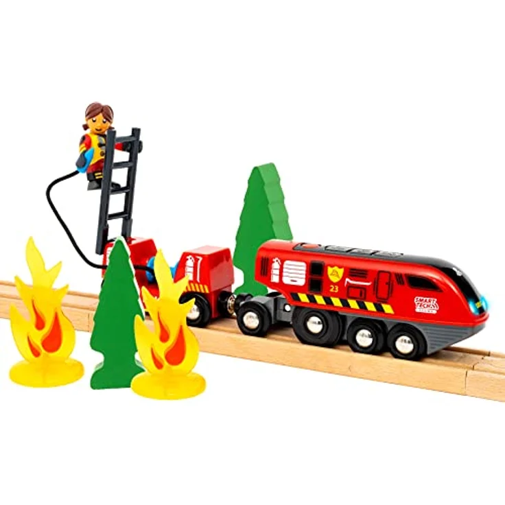 Brio Smart Tech Sound Feuerwehreinsatz-Rettung, interaktive Holzeisenbahn mit Aktionssymbolen und App-Funktion – Bild 11