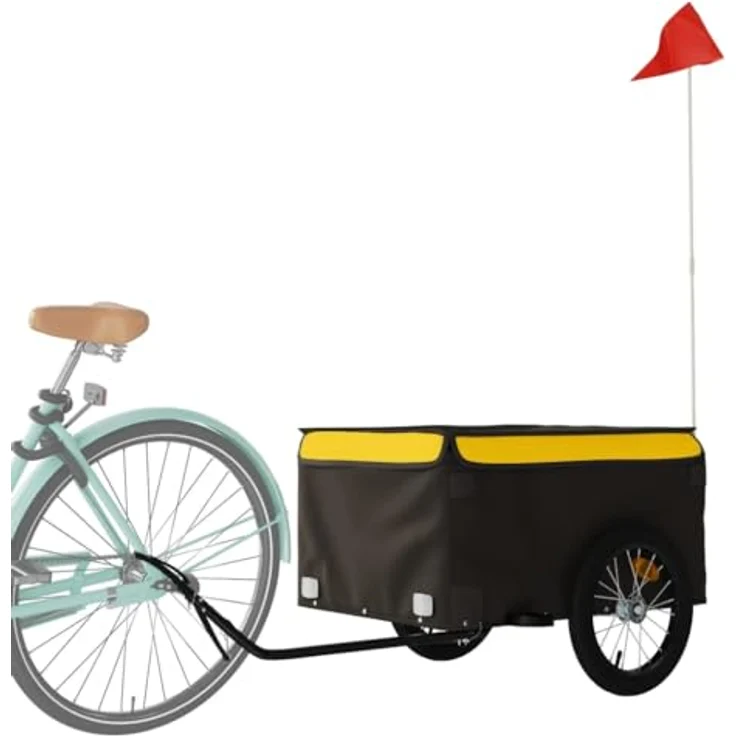 vidaXL Fahrradlastenanhänger Schwarz und Gelb 45 kg Eisen, Robustes Material, Cleveres Design – Bild 4