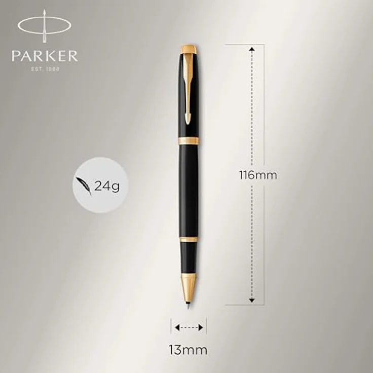Parker Pen IM Black Lacquer, Schreibstift mit Edelstahlfeder in Schwarz – Bild 3