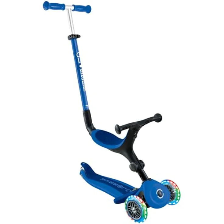 authentic sports & toys Globber Go-Up Active Lights 3-in-1 Kinderfahrzeug / Dreirad, Laufrad und Scooter, mit batterielosen LED-Leuchtrollen, in Zweifarben-Design