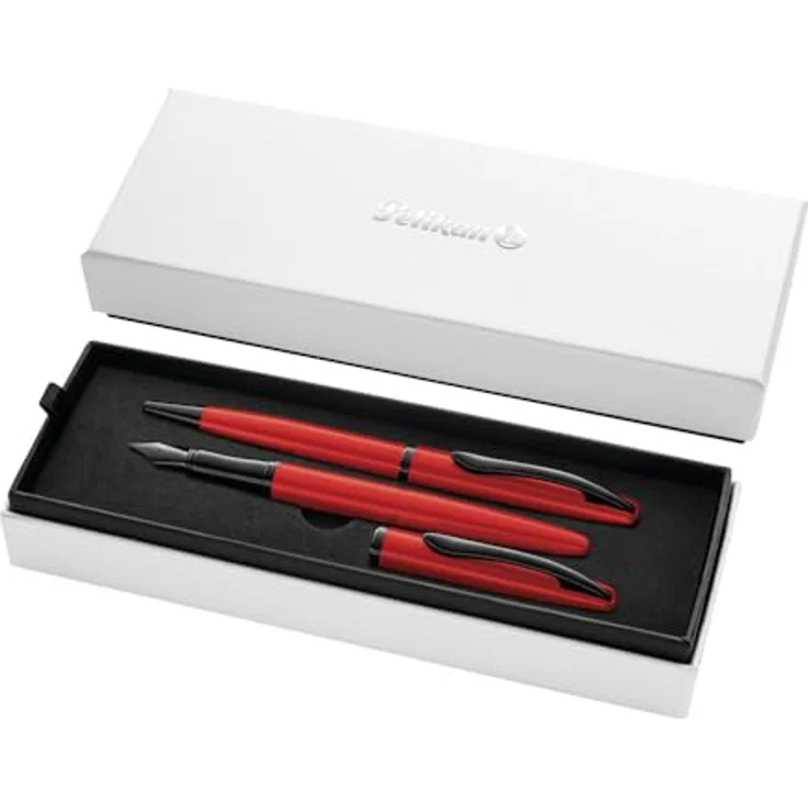 Pelikan Jazz Noble Elegance Set, Füllhalter und Kugelschreiber mit Edelstahlfeder, Red – Bild 2