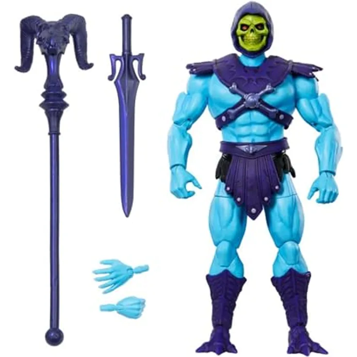 Masters of the Universe Masterverse Skeletor Vintage Collection, Actionfigur 18 cm mit Schwert und Stab, Blau und Violett