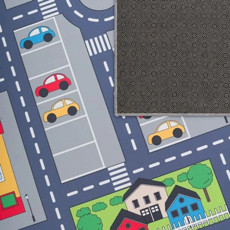 TT Home Kinderzimmerteppich, rutschfester Teppich mit Straßenmotiv, grau 3, 200x290 cm, 100% Polyester, maschinell gewebt, Fußbodenheizung geeignet bis 24 Grad – Bild 4