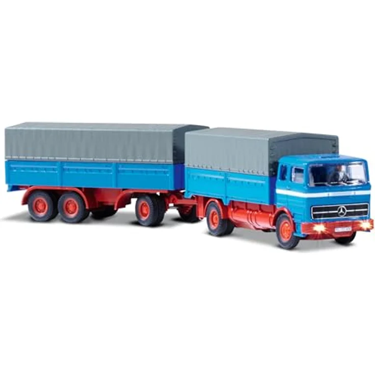 Carson 1:87 MB 1620 Plane mit Anhänger, fahrrfertiges RC Fahrzeug in blau, 60 Minuten Fahrzeit, 2,4GHz Fernsteuerung – Bild 3