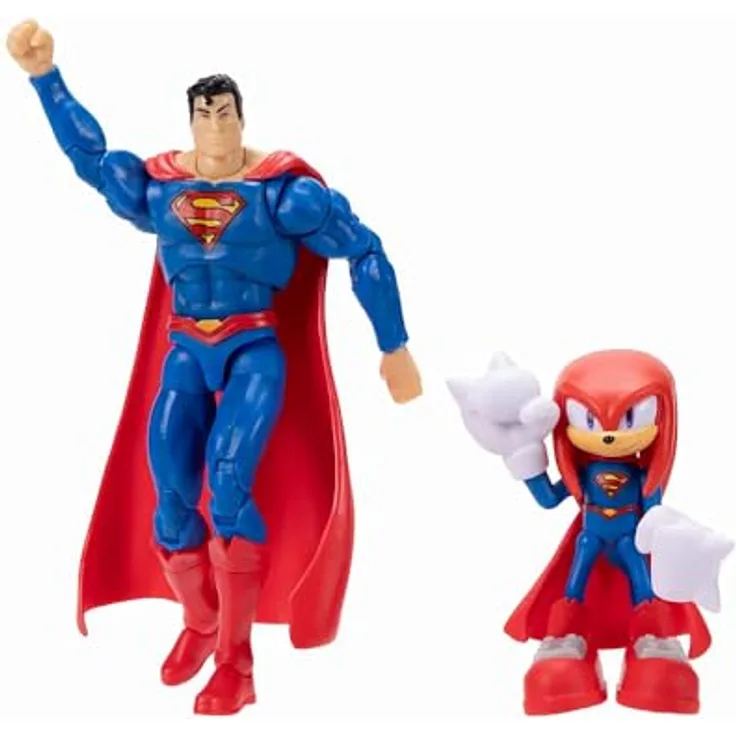 Sonic The Hedgehog DC x Sonic Knuckles als Superman Actionfiguren, Multipack mit 6,35 cm Knuckles und 12,7 cm Classic Superman, detailreiche Sammelfiguren mit 5 und 27 Gelenkpunkten
