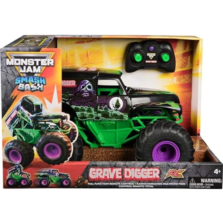 Monster Jam Smash 'n Bash Grave Digger, Ferngesteuerter Monstertruck mit Crash-Reparatur-Funktion, 2,4 GHz, Maßstab 1:15, ab 4 Jahren – Bild 1