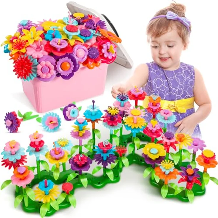 Fivejoy Blumengarten Spielzeug Für Mädchen, DIY Bouquet Set Mit Rosa Box Draußen & Drinnen Spielzeug Geschenk Für 3-6 Jährige Mädchen, Kunst Blumenarrangement Spielzeug - Preisvergleich – Bild 2