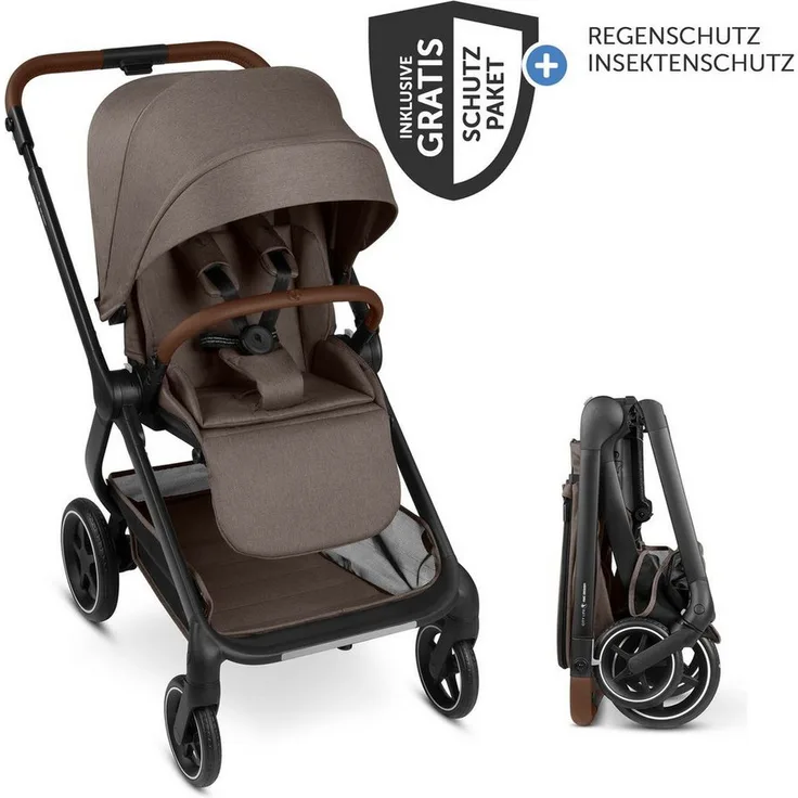 ABC Design City Life Sport-Kinderwagen, höhenverstellbar mit Liegefunktion & Regenschutz, bis 22 kg, Nature