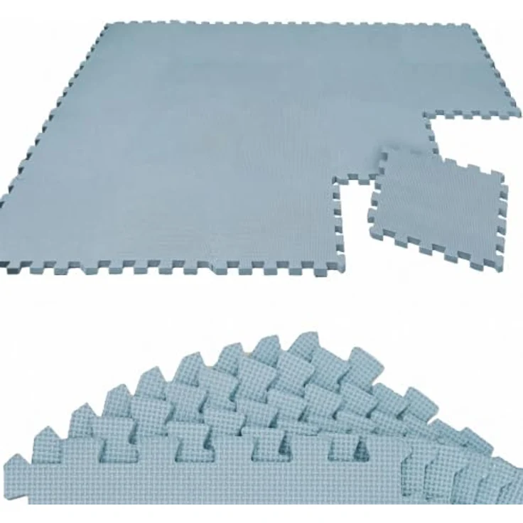 LittleTom Puzzlematte 18-teilig, Blaue Krabbelmatte 30x30 cm, BPA-frei, rutschfest und stoßdämpfend, ideal für Babys und Kleinkinder – Bild 1