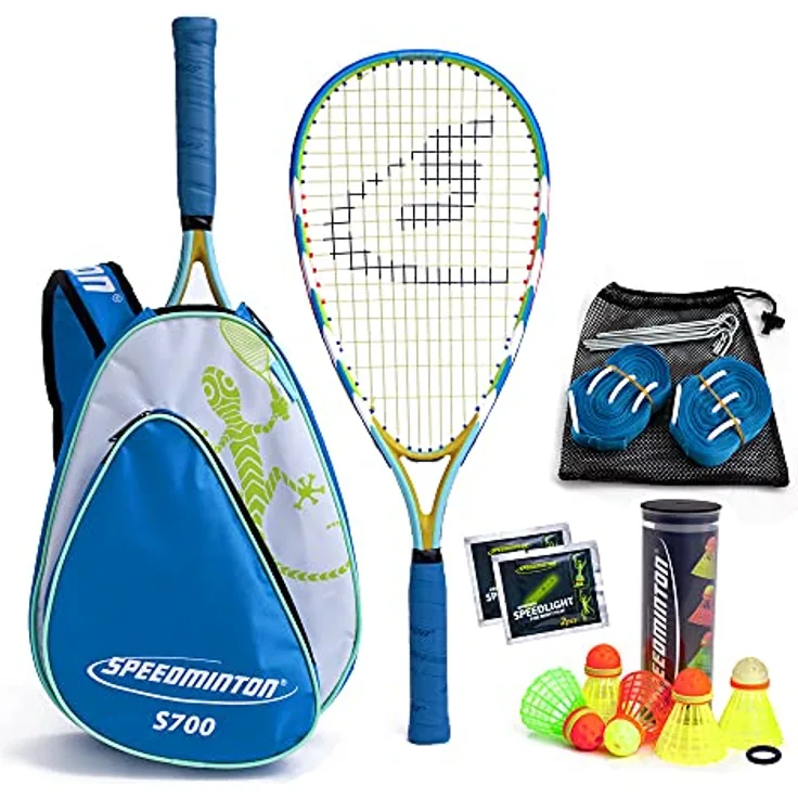 Speedminton® 400085 S700 Set – Original Speed Badminton/Crossminton Allround Set inkl. 5 Speeder®, Spielfeld, Tasche