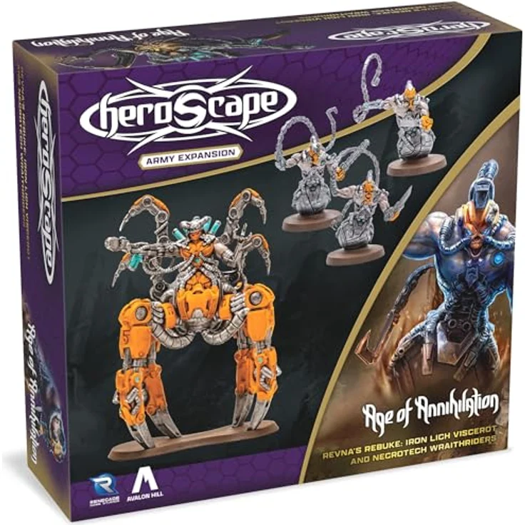 Renegade Renegade Heroscape Expansion Revna's Rebuke: Iron Lich Viscerot and Necrotech Wraithriders Army, inklusive 4 hochdetaillierte Miniaturen, für Miniaturenspiele ab 14+ – Bild 1