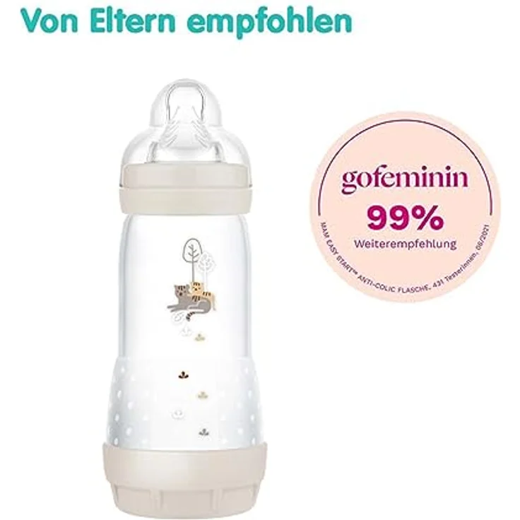MAM Easy Start Anti-Colic Combi-Set, Babyflaschen Set mit 6 Flaschen gegen Koliken (2 x 130 ml, 160 ml, 260 ml) & Flaschenkorb, Babyausstattung ab der Geburt, beige - Preisvergleich – Bild 4