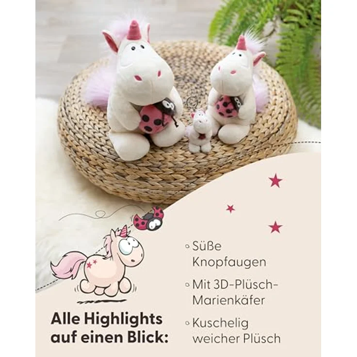 NICI Kuscheltier Einhorn Theodor mit Marienkäfer, 35cm weiß, weiches Plüschstofftier, ideal zum Kuscheln und Spielen, tolle Geschenkidee - 61388 – Bild 4