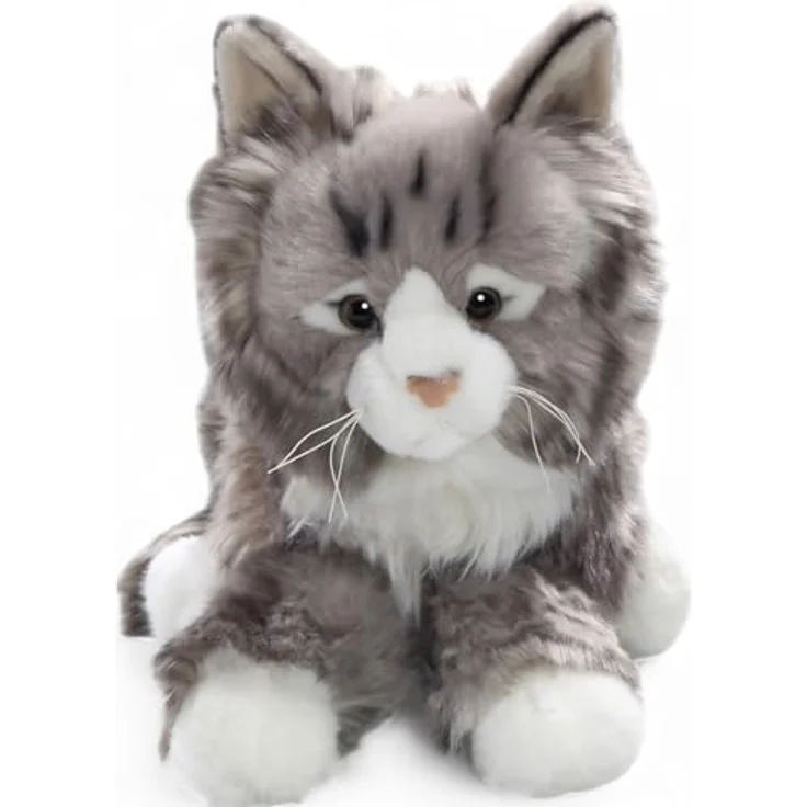 Carl Dick Katze getigert, grau, Plüschtier, Kuscheltier mit Granulat-Kügelchen, ca. 37cm – Bild 4