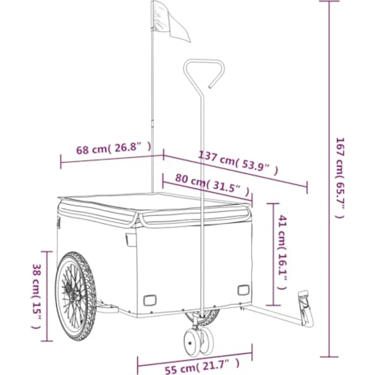 vidaXL Fahrradlastenanhänger Fahrradanhänger Schwarz und Gelb 45 kg Eisen, Robustes Material, Praktisches Design, Cleveres Design – Bild 4