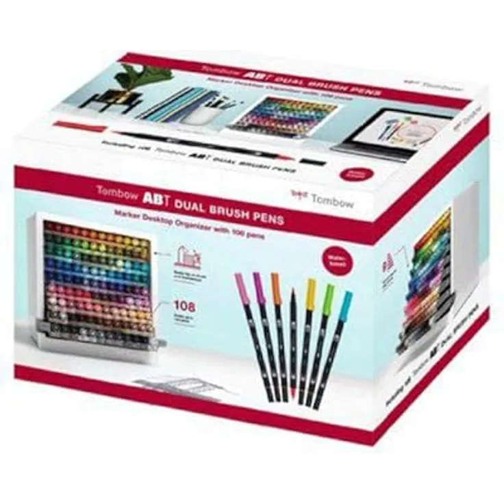 Tombow Schreibtisch-Organizer | Praktische Aufbewarung für ABT Dual Brush Pens in 107 Farben + Blender [ABT-108C-ORGA]