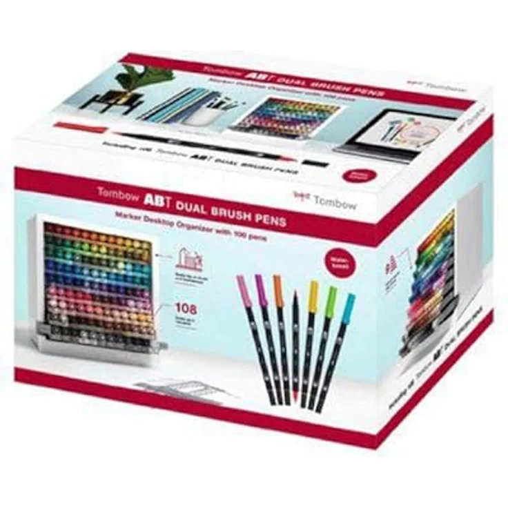 Tombow Schreibtisch-Organizer | Praktische Aufbewarung für ABT Dual Brush Pens in 107 Farben + Blender [ABT-108C-ORGA]