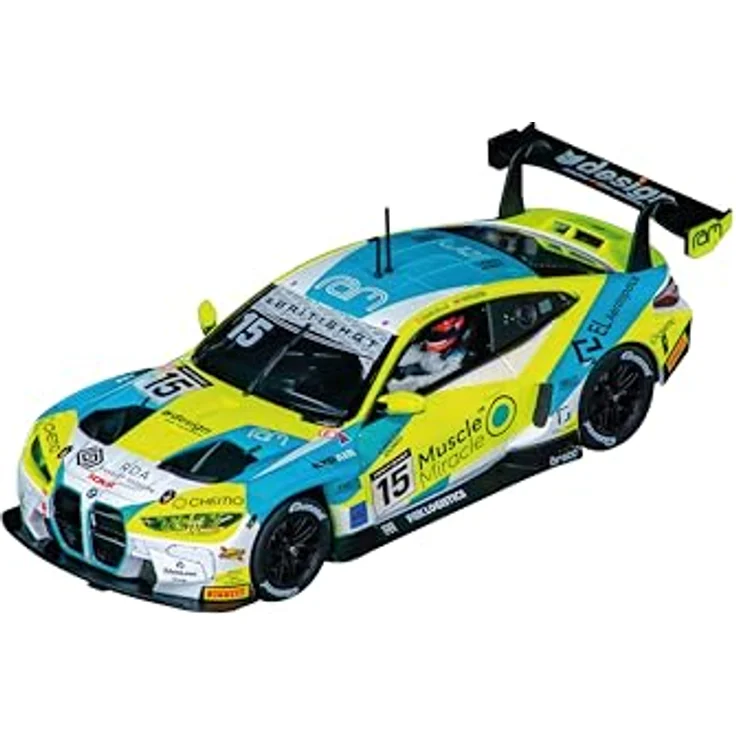 Carrera Evolution BMW M4 GT3 RAM Racing No. 15, 1:32 Autorennbahn-Fahrzeug mit funktionierenden Lichtern, inklusive Leitkiel und Ersatzschleifern – Bild 3