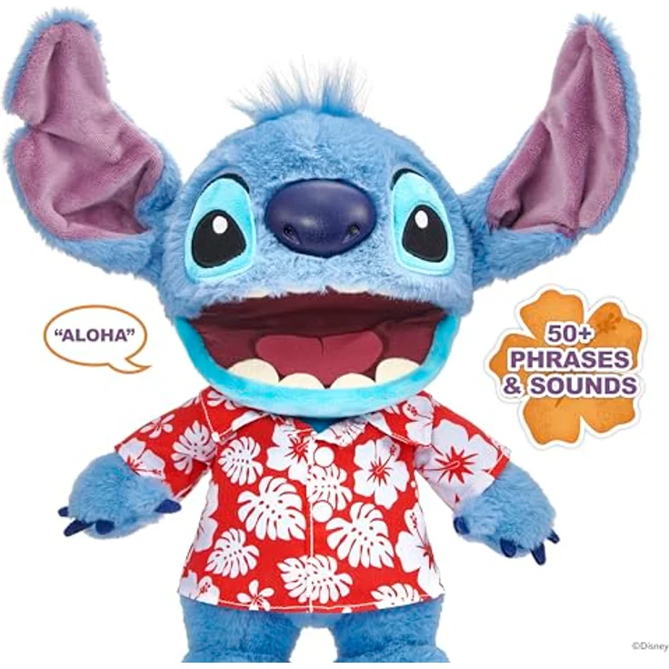 Merkloos Disney Plüsch Hawaiian Chatty Stitch Deluxe, interaktives 32 cm Stofftier mit authentischen Phrasen und Geräuschen – Bild 3