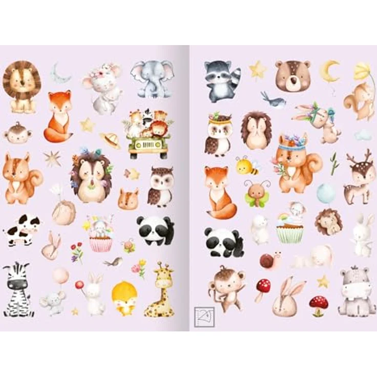 Ars Edition Sticker Meine Aquarell-Sticker - Tierkinder - über 200 Sticker, hochwertige Aquarell-Optik, ideal zum Verzieren und Dekorieren, handliches Stickeralbum – Bild 6