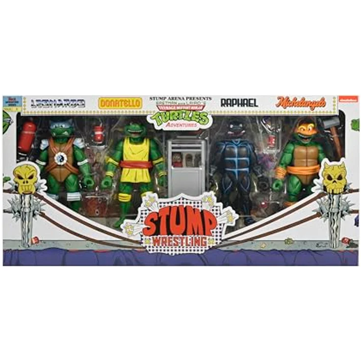 NECA Teenage Mutant Ninja Turtles (Archie Comics) Actionfiguren 4er-Pack Stump Wrestling Turtles, 18 cm, mit Zubehör in Fensterbox – Bild 1