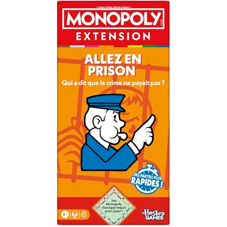 Hasbro Gaming Monopoly Erweiterung Prison, Regeln für Gefängnisfelder angepasst, verkürzt die Spieldauer um die Hälfte – Bild 1
