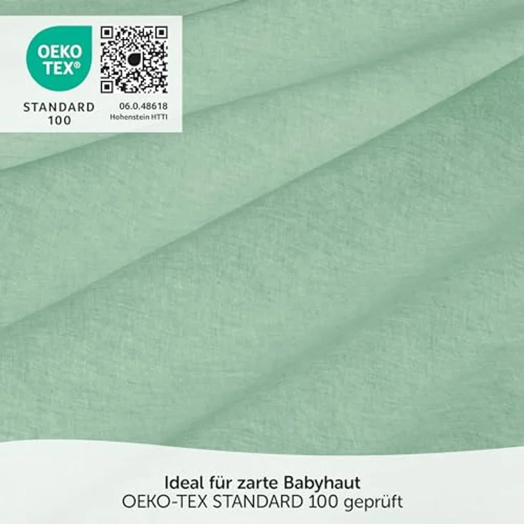 MAKIAN Babybettwäsche Set 100x135, 40x60 cm | 100% Baumwolle, atmungsaktiv, pflegeleicht, Hotelverschluss, Oeko-Tex Zertifiziert, Eisgrün – Bild 3