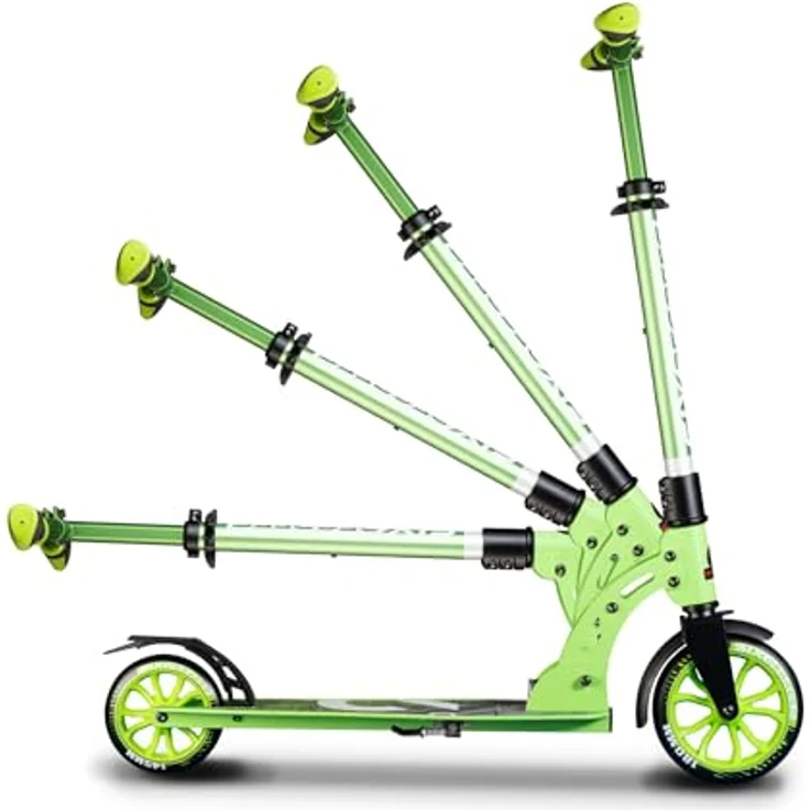 Six Degrees Kinderroller klappbare Fußbremse Grün/Schwarz, Aluminium Scooter Junior 180 mm – Bild 5