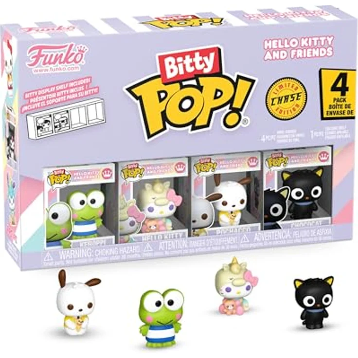 Funko Bitty Pop! Sanrio Keroppi 4PK mit Überraschungs-Mini-Figur, 0.9 Inch (2.2 cm) Hello Kitty Sammlerstück, inkl. stapelbarem Display-Regal, ideale Geschenkidee für Party-Tüten und Strümpfe – Bild 2